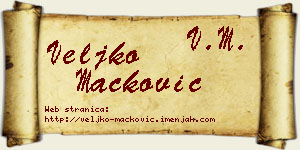 Veljko Mačković vizit kartica